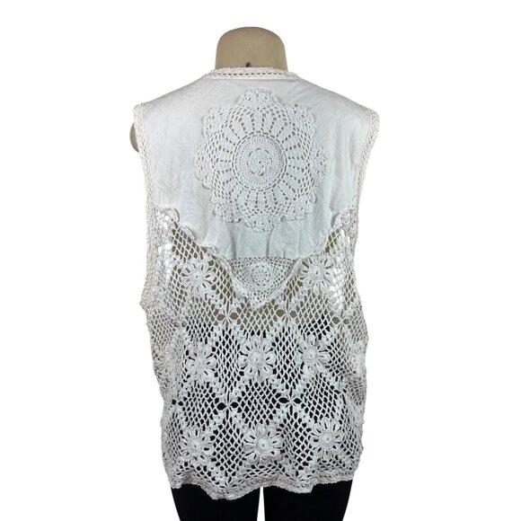 Kathryn Deene Womens Crochet Lace Sleeveless Cardigan Vest Size 22/34 - Picture 3 of 8